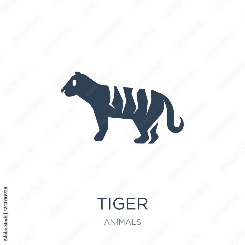 tiger icon vector on white background, tiger trendy filled icons