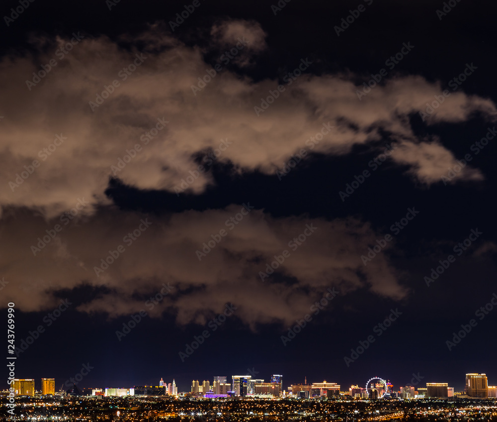 Las Vegas Skyline at night. The Las Vegas skyline with illuminated