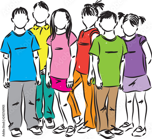 group of children students toddlers vector illustration