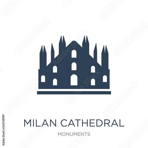milan cathedral icon vector on white background, milan cathedral