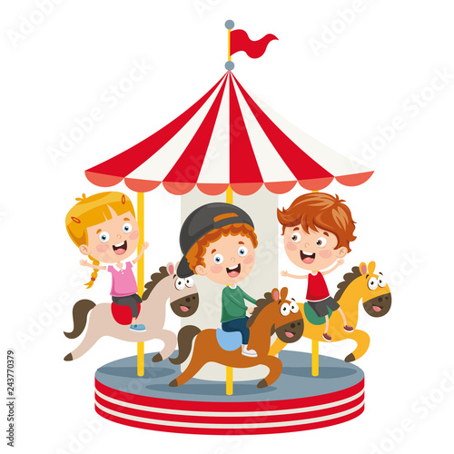 Vector Illustration Of Amusement Park