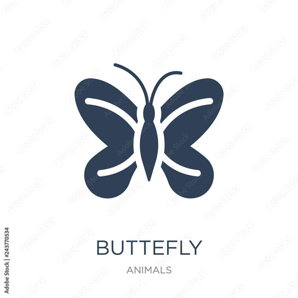 buttefly icon vector on white background, buttefly trendy filled