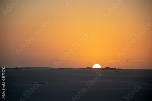 Sunset in Len  ois Maranhenses National Park  Brazil  South America