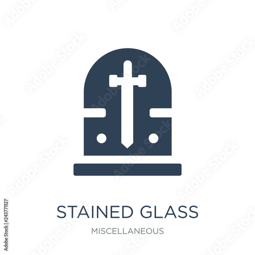 stained glass window icon vector on white background, stained gl