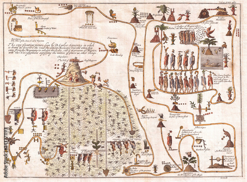 1704, Gemelli Map of the Aztec Migration from Aztlan to Chapultapec photo