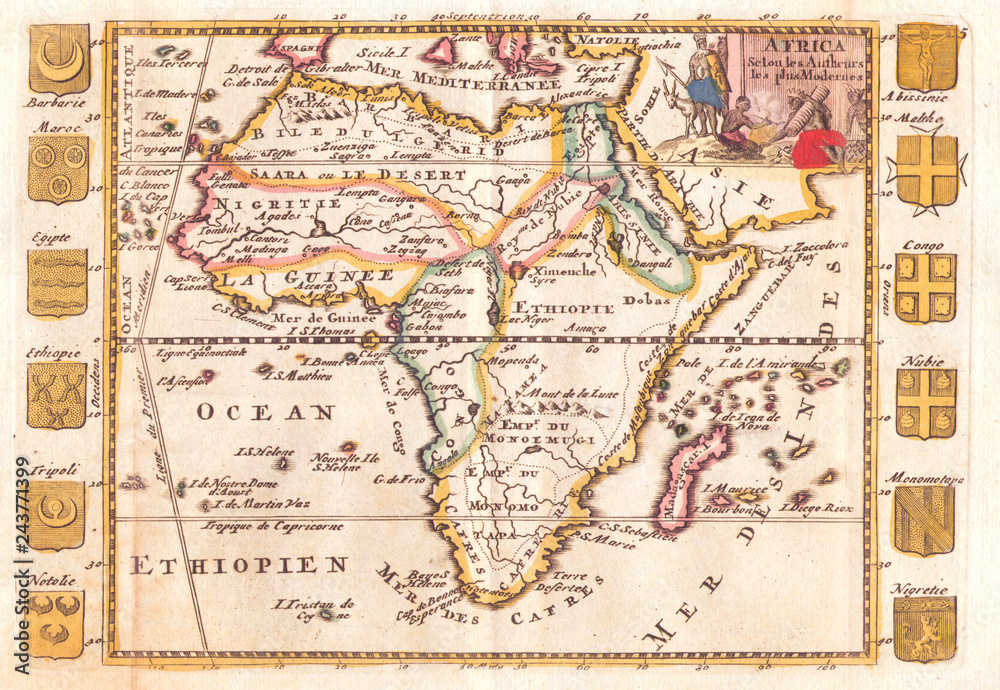 1710, De La Feuille Map of Africa