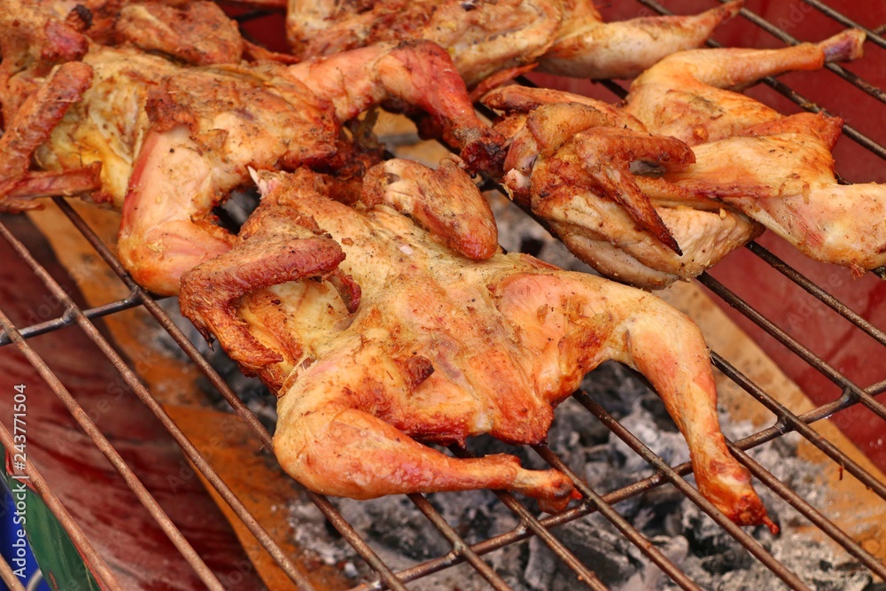 grilled chicken at street food grilled chicken at street food