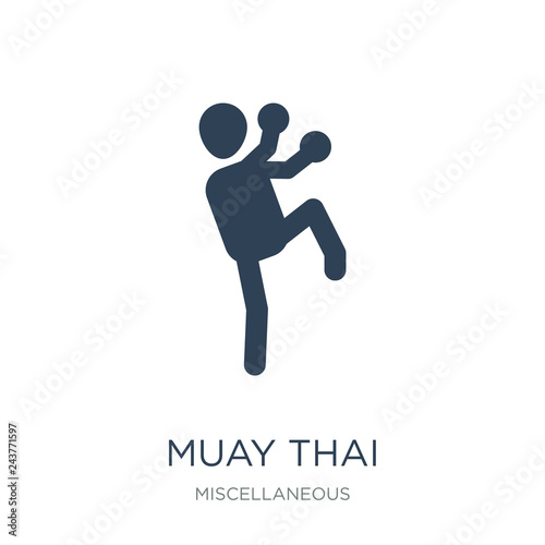 muay thai icon vector on white background, muay thai trendy fill