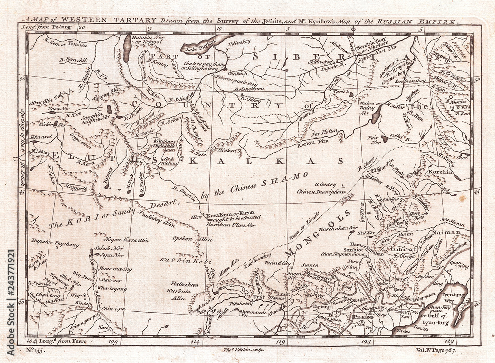 1747, Kitchin Map of Central Asia and the Gobi Desert 1747, Kitchin Map of Central Asia and the Gobi Desert