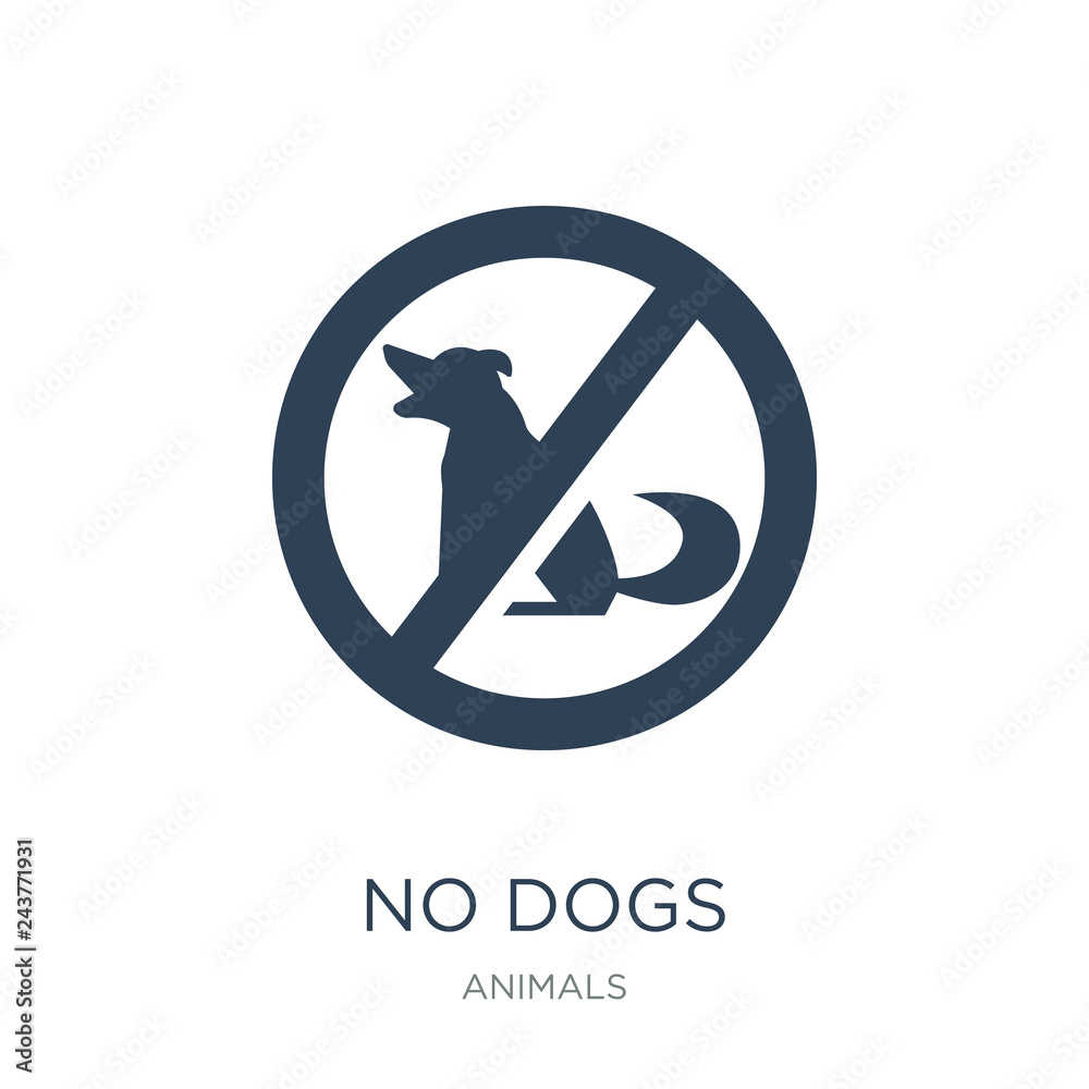 no dogs icon vector on white background, no dogs trendy filled i