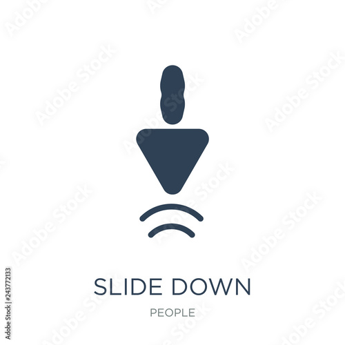 slide down icon vector on white background, slide down trendy filled icons from People collection, slide down vector illustration