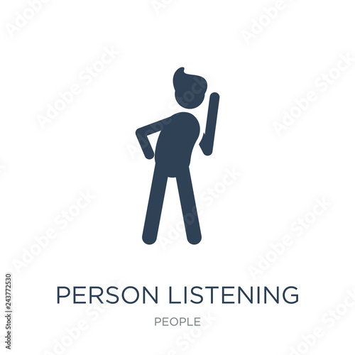 person listening icon vector on white background, person listening trendy filled icons from People collection, person listening vector illustration