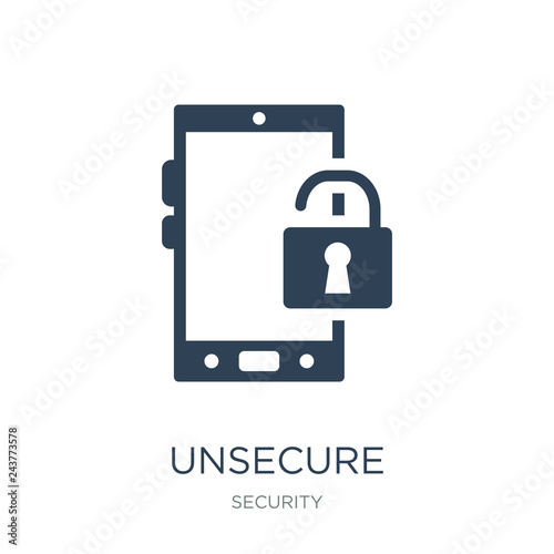 unsecure icon vector on white background, unsecure trendy filled icons from Security collection, unsecure vector illustration