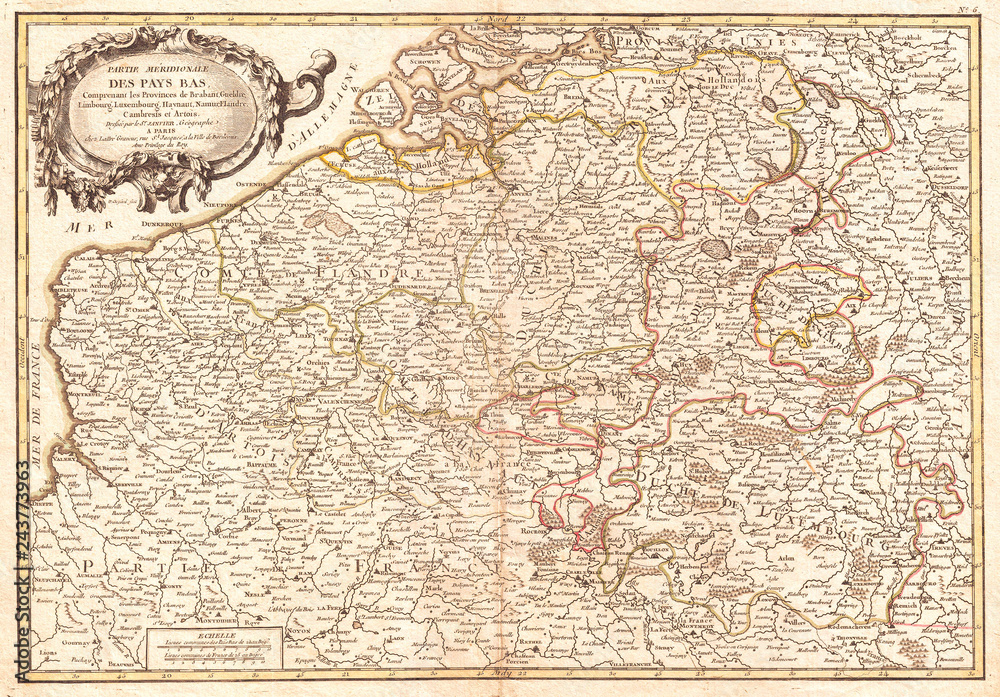 1771, Janvier Map of Belgium and Luxembourg