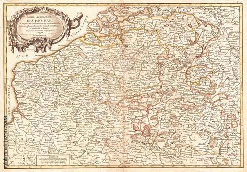 1771  Janvier Map of Belgium and Luxembourg