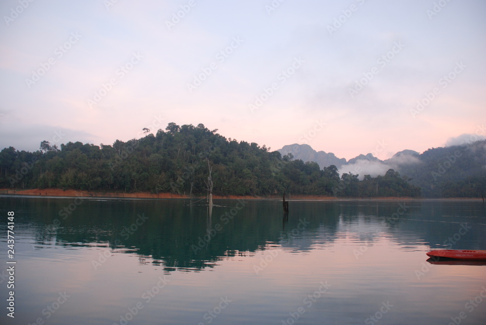 Thailand. Cheow Lan lake. Sunrise