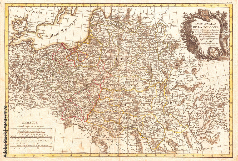 1771, Zannoni Map of Poland and Lithuania