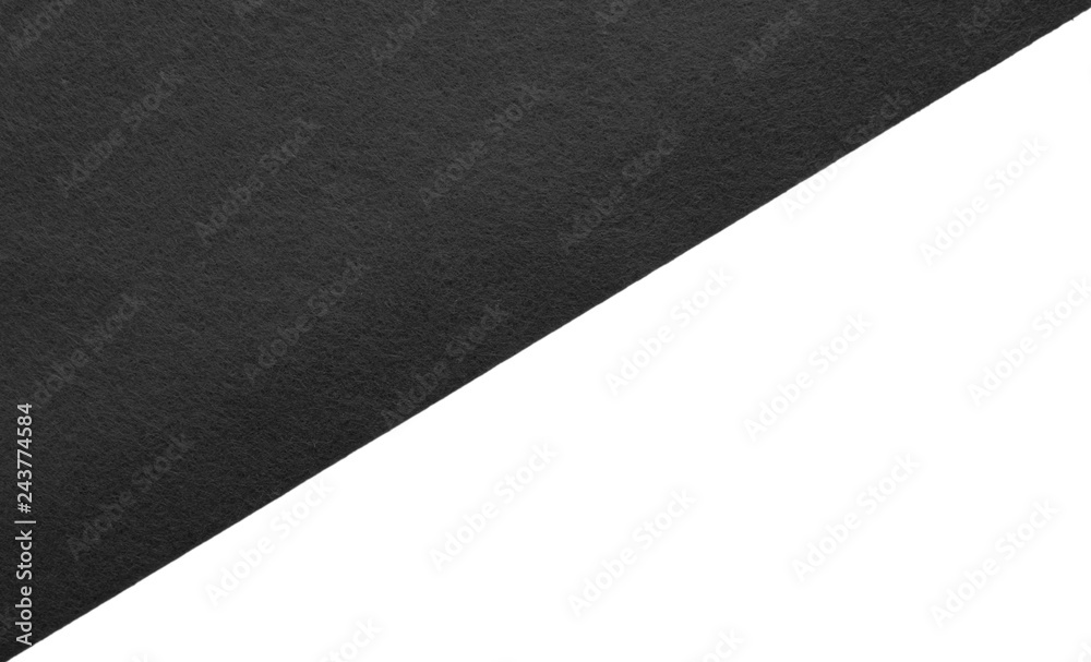 Black felt fabric on isolated background 