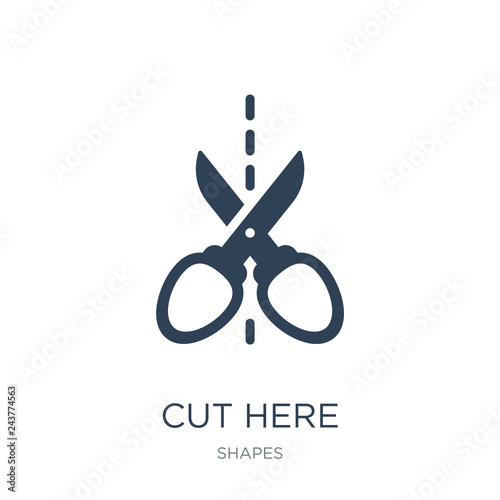cut here icon vector on white background, cut here trendy filled icons from Shapes collection, cut here vector illustration