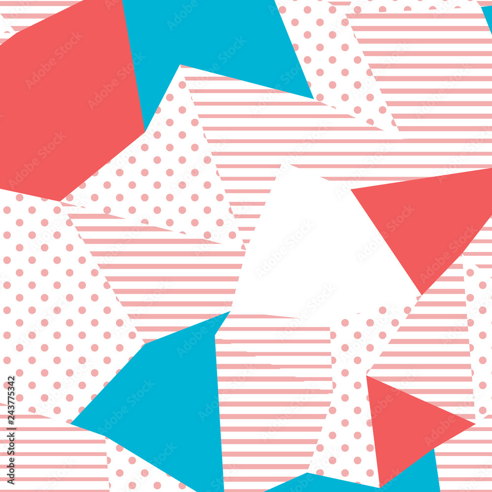 80s and 90s retro style. The Memphis pattern. Trending abstract design with geometric shapes