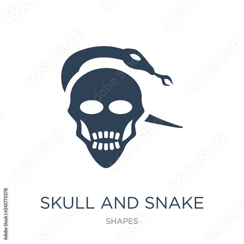 skull and snake icon vector on white background, skull and snake trendy filled icons from Shapes collection, skull and snake vector illustration