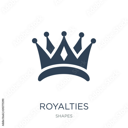 royalties icon vector on white background, royalties trendy filled icons from Shapes collection, royalties vector illustration