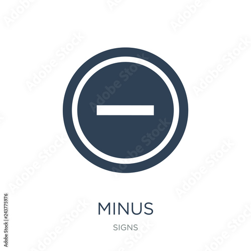 minus icon vector on white background, minus trendy filled icons from Signs collection, minus vector illustration