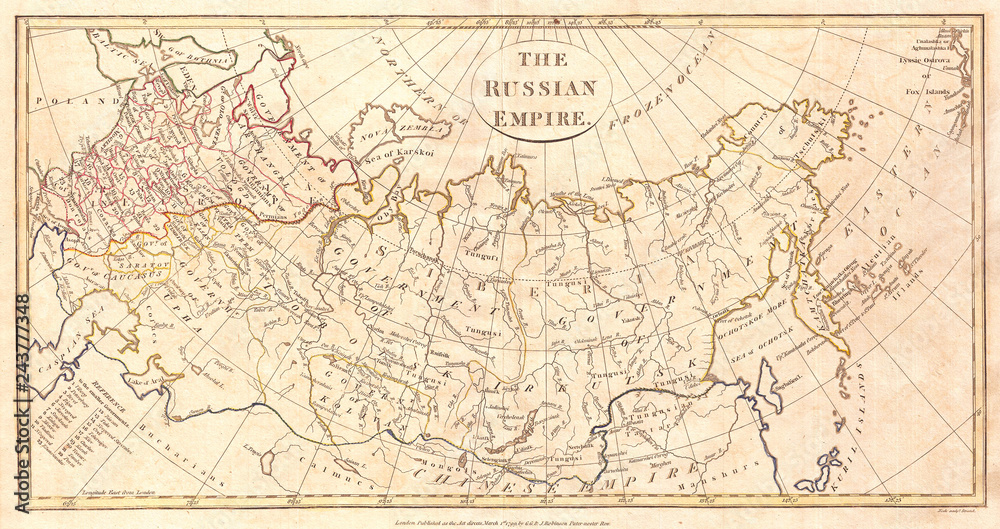 Obraz premium 1799, Clement Cruttwell Map of Russian Empire