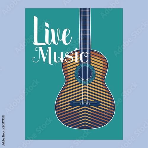 Indie musician concert show poster with acoustic guitar vector illustration - Vector