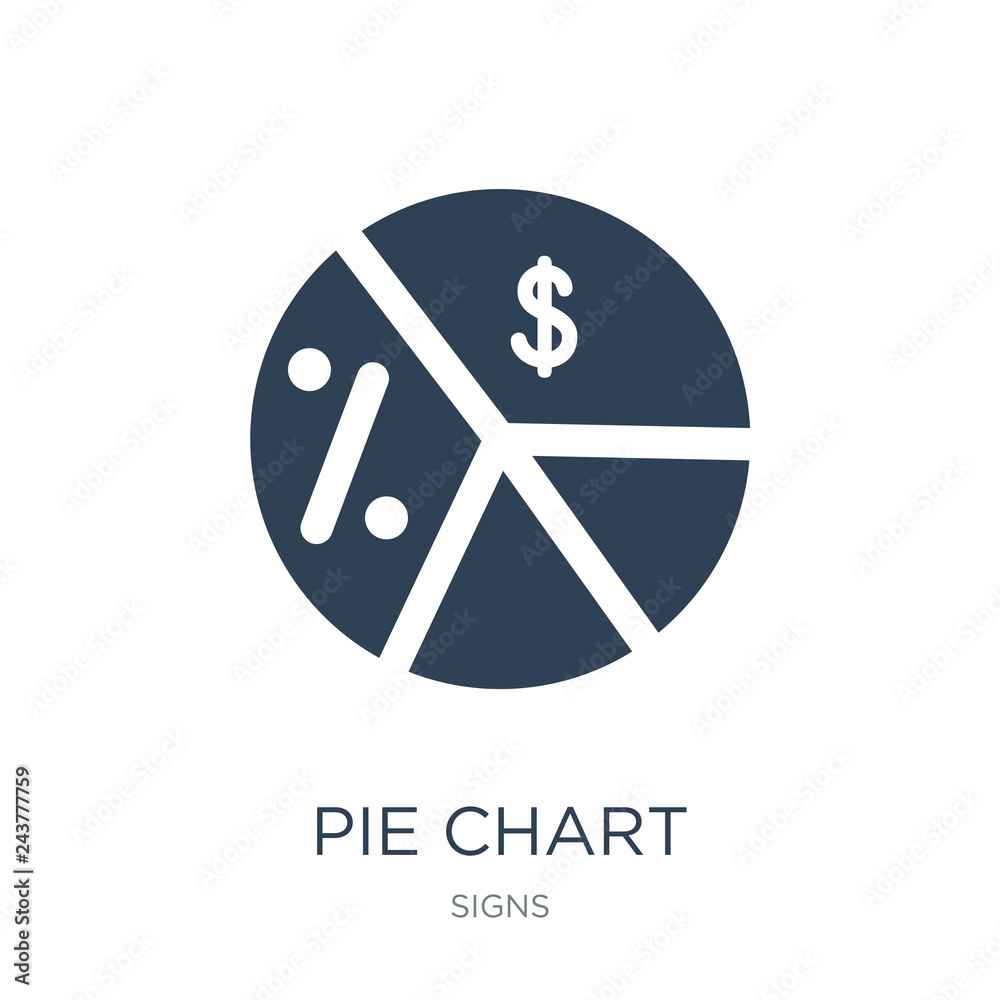 Fotografie pie chart information on money icon vector on white background, pie chart inform