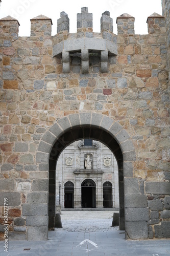 Gate in city walls of Avila  Spain  Puerta de la Santa 