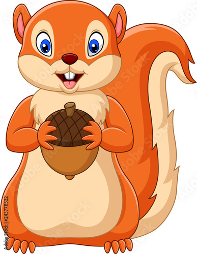 Cartoon squirrel holding nut