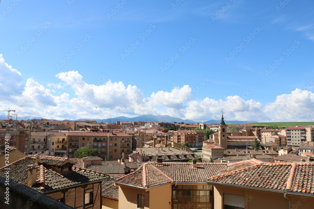 View over the small historic city of Segovia in central Spain 