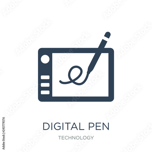 digital pen icon vector on white background, digital pen trendy filled icons from Technology collection, digital pen vector illustration