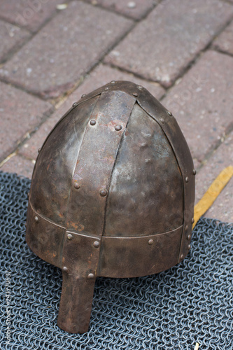  Iron helmet of the medieval knight.