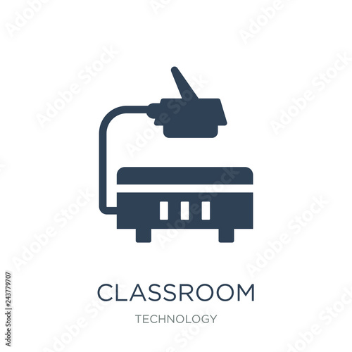 classroom projector icon vector on white background, classroom projector trendy filled icons from Technology collection, classroom projector vector illustration