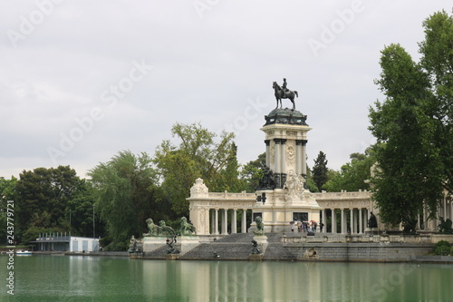 Monument to Alfonso XII in the Parque del Buen Retiro "Park of the Pleasant Retreat" in Madrid, Spain