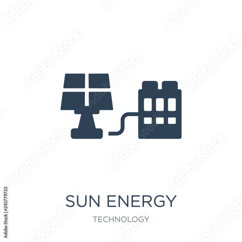 sun energy icon vector on white background, sun energy trendy filled icons from Technology collection, sun energy vector illustration