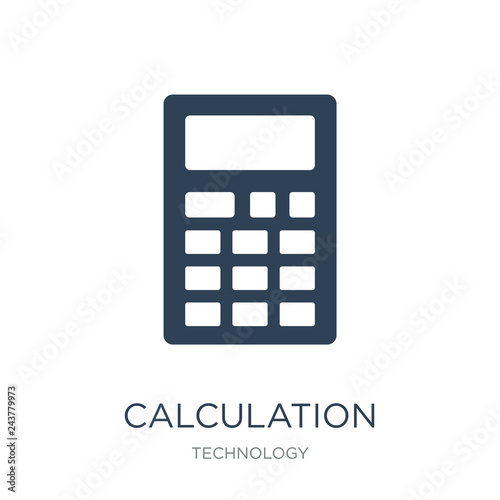 calculation icon vector on white background, calculation trendy filled icons from Technology collection, calculation vector illustration