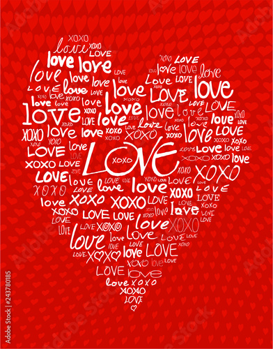 love written in different handwriting and in the shape of a heart