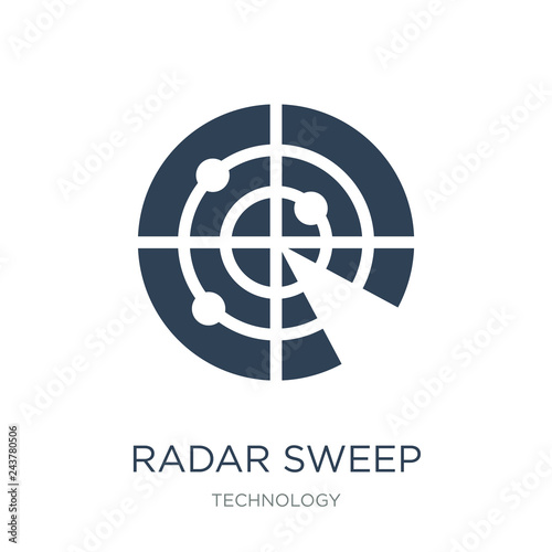 radar sweep icon vector on white background, radar sweep trendy filled icons from Technology collection, radar sweep vector illustration
