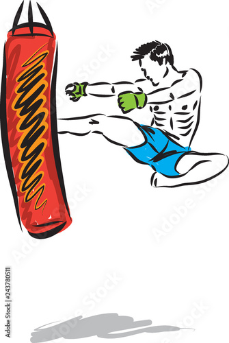 KICK BOXING JUMP MAN VECTOR ILLUSTRATION SEQUENCE 1