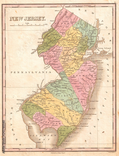 1827  Finley Map of New Jersey  Anthony Finley mapmaker of the United States in the 19th century