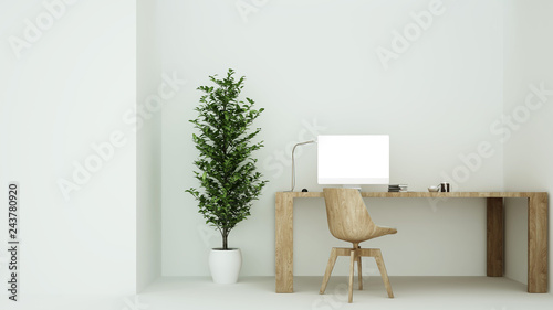 The interior relax space 3d rendering and white background minimal	
