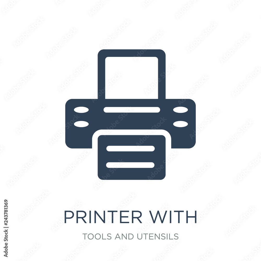 printer with written paper icon vector on white background, printer with written paper trendy filled icons from Tools and utensils collection, printer with written paper vector illustration printer with written paper icon vector on white background, printer with written paper trendy filled icons from Tools and utensils collection, printer with written paper vector illustration
