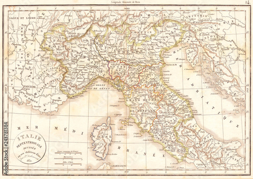 1832  Delamarche Map of Northern Italy and Corsica