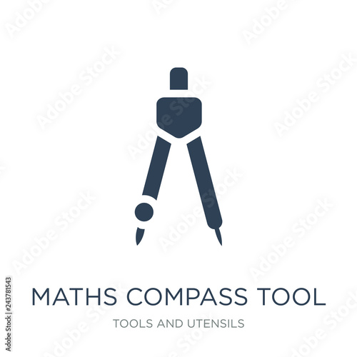 maths compass tool icon vector on white background, maths compass tool trendy filled icons from Tools and utensils collection, maths compass tool vector illustration
