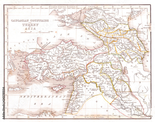 1835, Bradford Map of Turkey in Asia and the Caucases photo