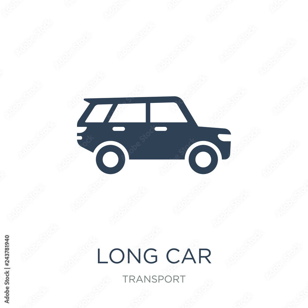 long car icon vector on white background, long car trendy filled icons from Transport collection, long car vector illustration