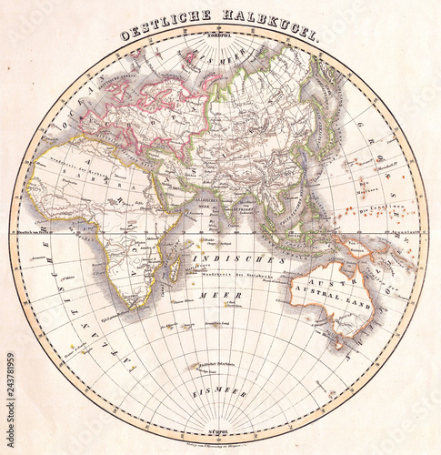 1844, Flemming Map of the Eastern Hemisphere